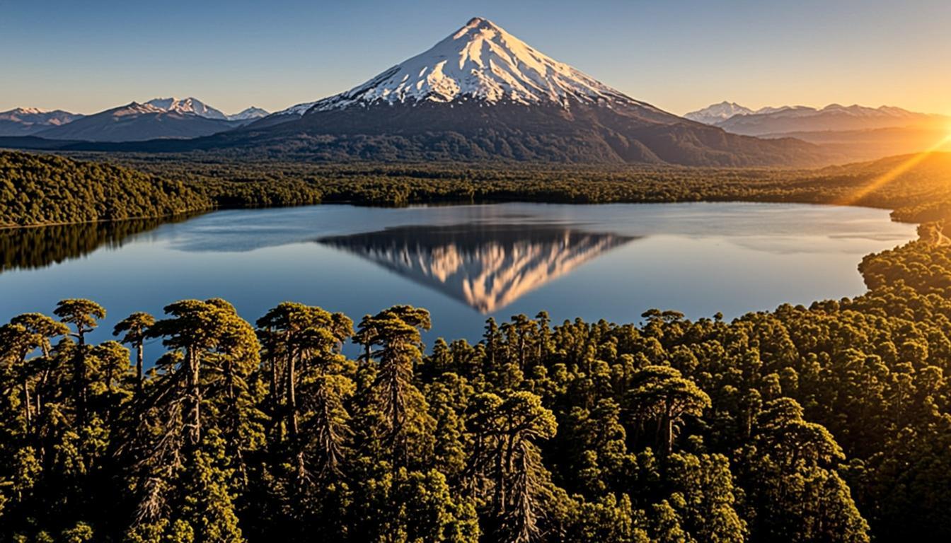 Villa Pehuenia, Neuquén — montaña y lago al amanecer